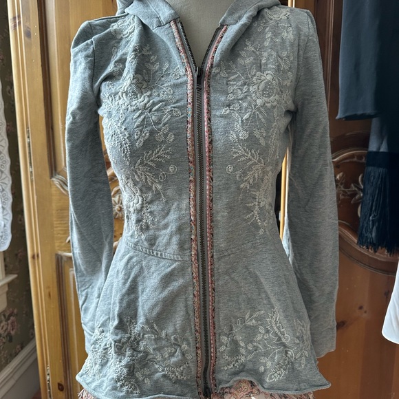 Johnny Was Tops - Johnny Was zip up Paisley Embroidered hoodie jacket.